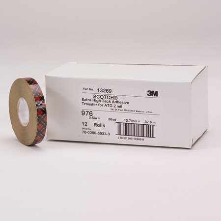 3M Scotch Atg Adhesive Transfer Tape 976, Clear, 1/4 In X 60 Yd, 2 Mil 7010373105